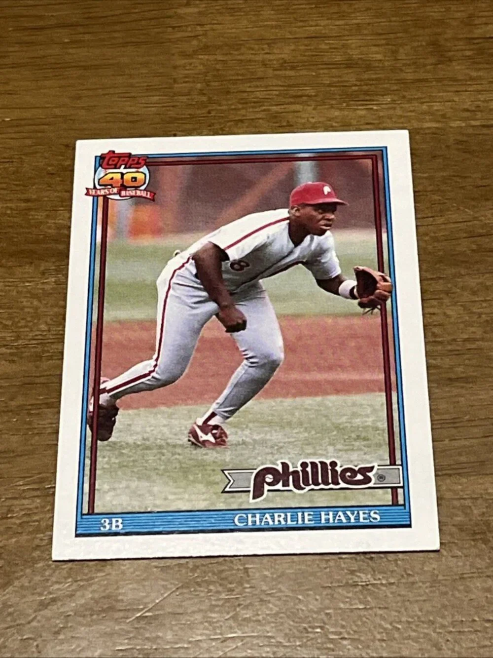 1991 Topps - Charlie Hayes #312 A* Before Copyright; Bold 40th Anniversary Logo